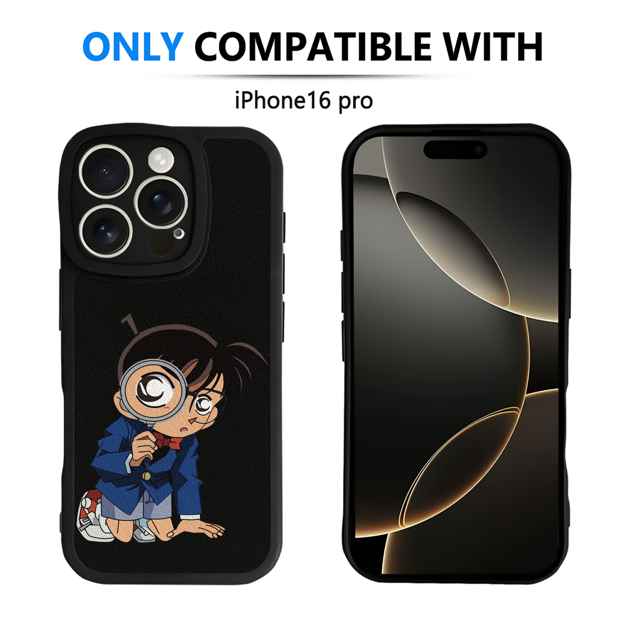 （画像用） 名探偵コナン 江戸川 コナン Detective Conan Conan Edogawa 【iPhone 16シリーズ対応】シリコンスマホケース（レザー調） 材質：シリコン
